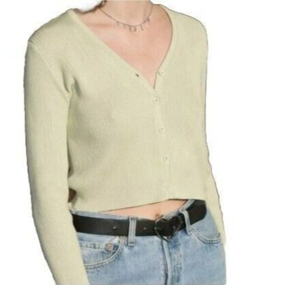 Brandy Melville Sweaters - Brandy Melville Women's Sage Green Shannon Cropped Cardigan Sweater Size Small